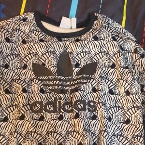Adidas Kids Zebra Pattern Sweatshirt - Black and White